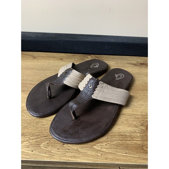 Olukai Sandals Womans 10 Brown Mahina Fit Flop T Strap Thong Sandals - Picture 1 of 10